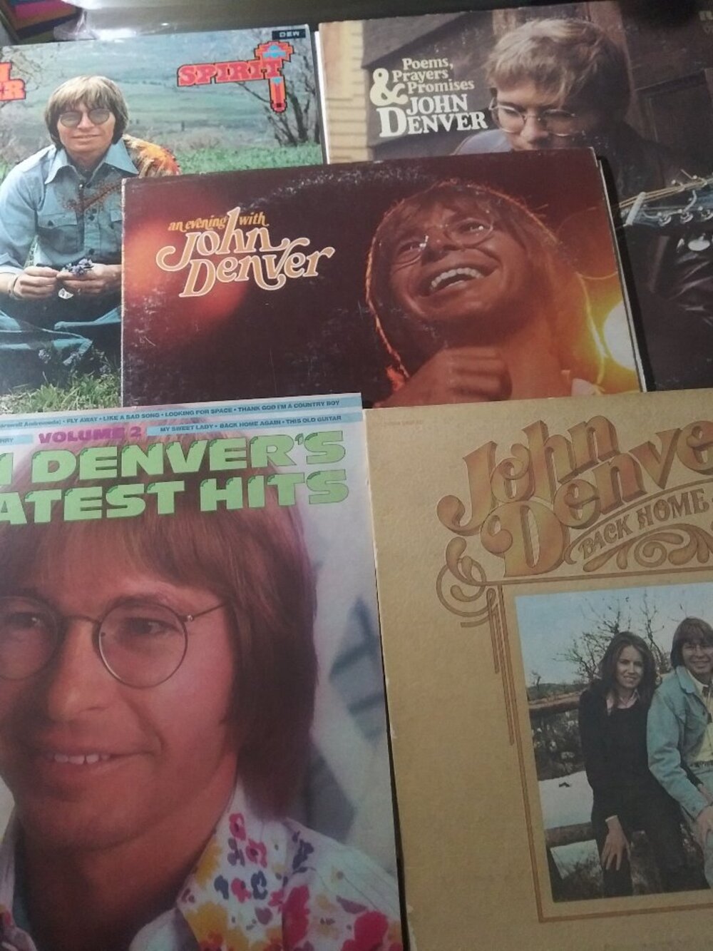 5 Different NICE Original 1970s & 80s LP Records John Denver CLASSIC FOLK ROCK